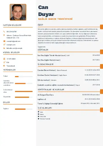 Hasta Bakıcı Cv Örnekleri cv indir